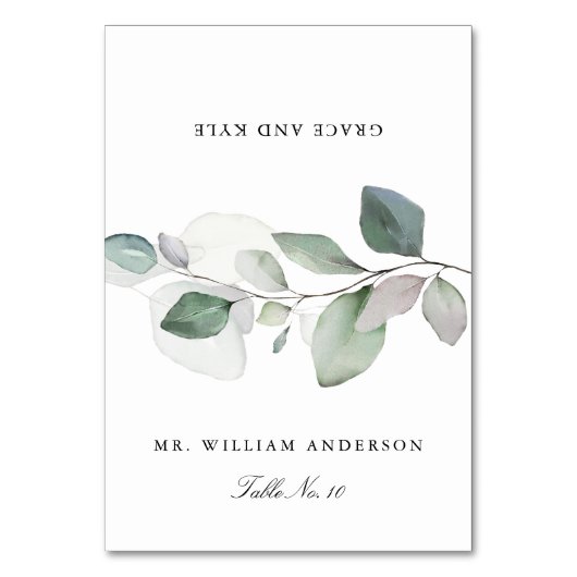ライトエアリー水彩植物又は結婚宴会 テーブルナンバー (正面)