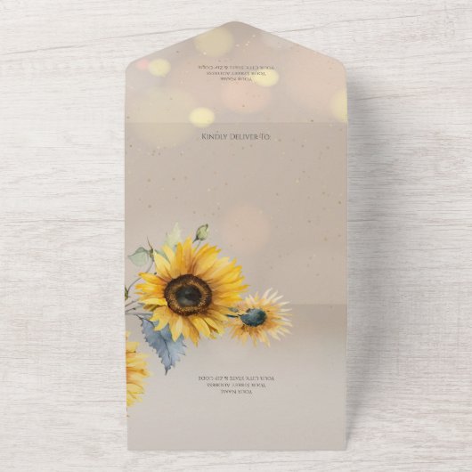 ライトエフェクト付きトープのひまわりQRコード オールインワン招待状 (外側)