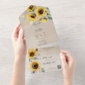 ライトエフェクト付きトープのひまわりQRコード オールインワン招待状 (貼ってはがせる)