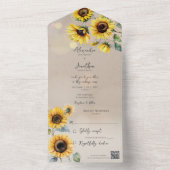 ライトエフェクト付きトープのひまわりQRコード オールインワン招待状 (内側)