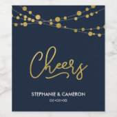 ライトエレガントの青い列のフェイク金ゴールド応援 ワインラベル (シングルラベル)