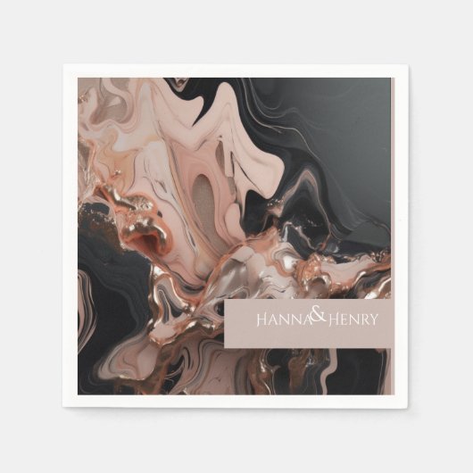 ライトエレガントトープ大理石テクスチャの招待 スタンダードカクテルナプキン (正面)