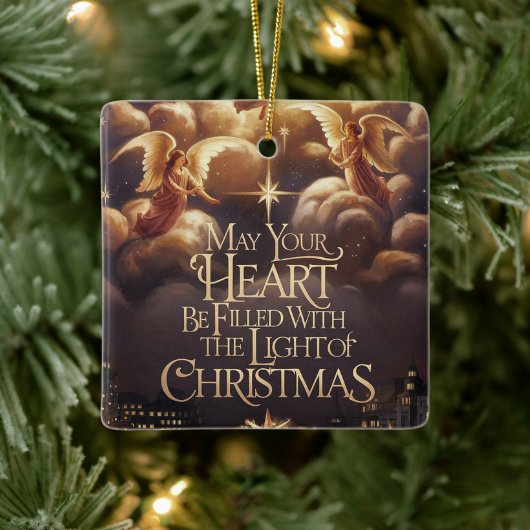 ライトオブクリスマスアンゲリック葉書デザイン セラミックオーナメント (ツリー)