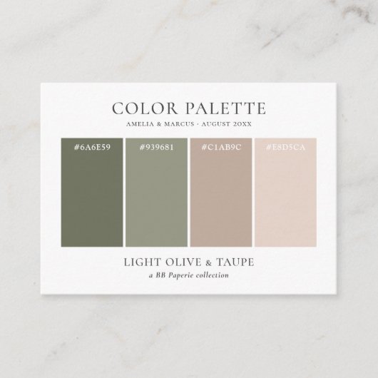 ライトオリーブとトペ結婚のカラーパレット エンクロージャーカード (正面)