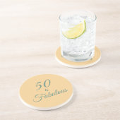 ライトオレンジとティール(緑がかった色)50は素晴らしい コースター (側面)