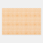 ライトオレンジのリネンに白いハート ラッピングペーパーシート (正面)