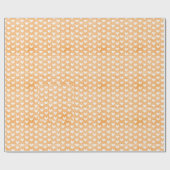 ライトオレンジのリネンに白いハート ラッピングペーパー (フラット)