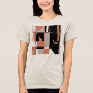 ライトオレンジブラックグレー抽象芸術ゲームボードデザイン トライブレンドTシャツ