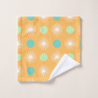 ライトオレンジボホレトロパターン ウォッシュタオル