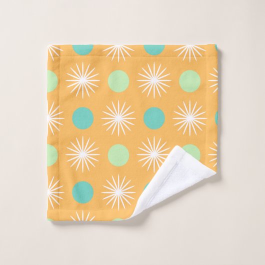 ライトオレンジボホレトロパターン ウォッシュタオル (ウォッシュタオル)