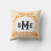 ライトオレンジリバースギリシャキー bow モノグラム クッション (裏面)