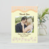 ライトオレンジ6花弁花サンキューフラットカード サンキューカード (スタンド正面)