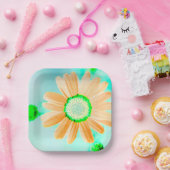 ライトオレンジ ファンタジー デイジー ペーパープレート (パーティー)