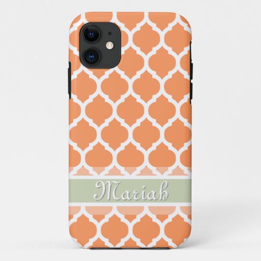 ライトオレンジ&ライトミントラティス名前をカスタムする Case-Mate iPhoneケース (裏面)
