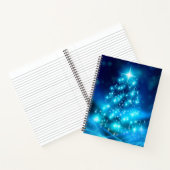 ライトカッコいい付き青いクリスマスきらめくの木 ノートブック (内部)