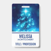 ライトカッコいい付き青いクリスマスきらめくの木 バッジ (裏面)