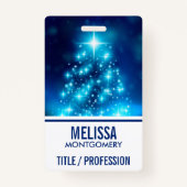 ライトカッコいい付き青いクリスマスきらめくの木 バッジ (裏面)