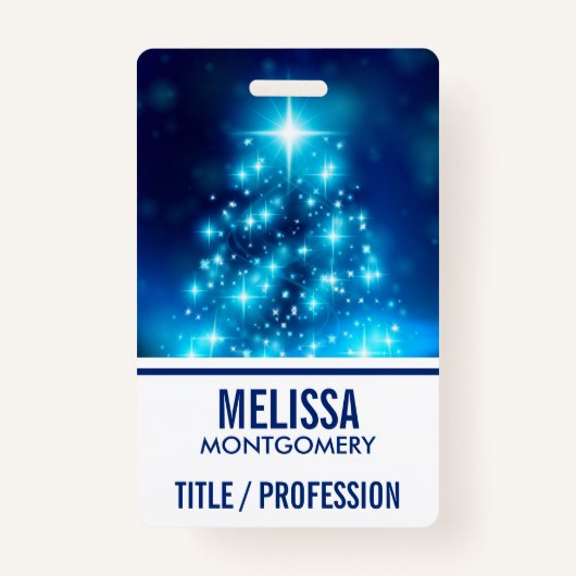 ライトカッコいい付き青いクリスマスきらめくの木 バッジ (裏面)