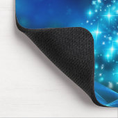 ライトカッコいい付き青いクリスマスきらめくの木 マウスパッド (コーナー)