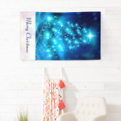 ライトカッコいい付き青いクリスマスきらめくの木 横断幕 (インサイチュ)