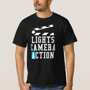 ライトカメラの行為のカチンコ-映画制作班 Tシャツ