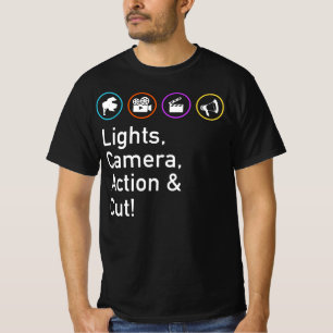 ライトカメラアクションアンプ;映画のおもしろいテレビスタッフをカッ Tシャツ