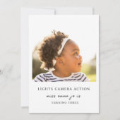 ライトカメラアクション写真誕生日招待状 招待状 (正面)