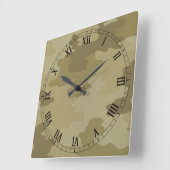 ライトカモフラージスクエアローマ数字時計 スクエア壁時計 (傾斜)