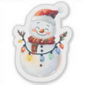 ライトカラフル付きクリスマス雪だるま シール (正面)
