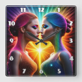 ライトカラフル姿 スクエア壁時計 (正面)