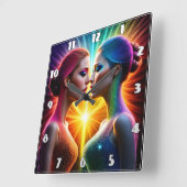 ライトカラフル姿 スクエア壁時計 (傾斜)