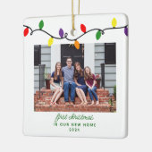 ライトカラフル新しいホーム初めてのクリスマス セラミックオーナメント (左)