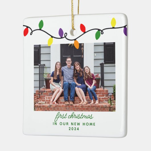 ライトカラフル新しいホーム初めてのクリスマス セラミックオーナメント (左)