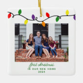 ライトカラフル新しいホーム初めてのクリスマス セラミックオーナメント (正面)