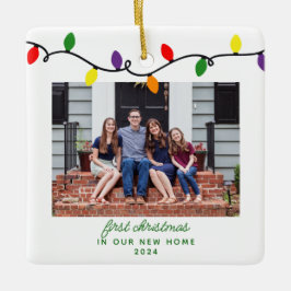ライトカラフル新しいホーム初めてのクリスマス セラミックオーナメント