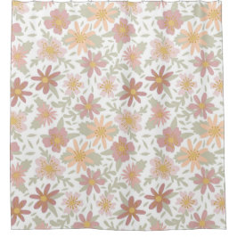 ライトカラーフローラデザイン シャワーカーテン