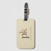 ライトカーキツートーンミニマリストモノグラム ラゲッジタグ (正面縦)