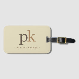 ライトカーキツートーンミニマリストモノグラム ラゲッジタグ