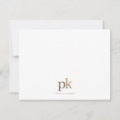 ライトカーキニュートラルモダンブラウンモノグラム ノートカード (正面)