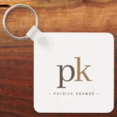 ライトカーキブラウンミニマリストモノグラム キーホルダー (正面)