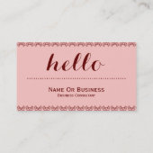 ライトカーネーションピンク&深いレッド、ハロー文字 ユニーク 名刺 (裏面)
