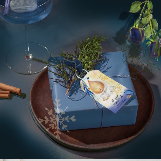 ライトキャンドルウォーターカラーハヌッカギフトラベル ギフトタグ