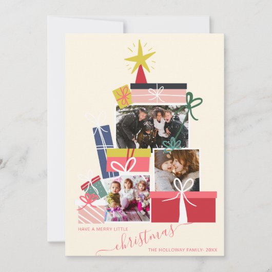 ライトギフトクリスマスツリー3写真コラージュ 案内状 (正面)