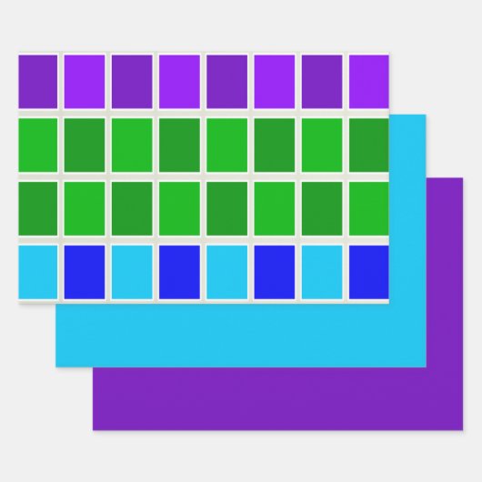 ライトクジャクの色正方形 ラッピングペーパーシート (セット)