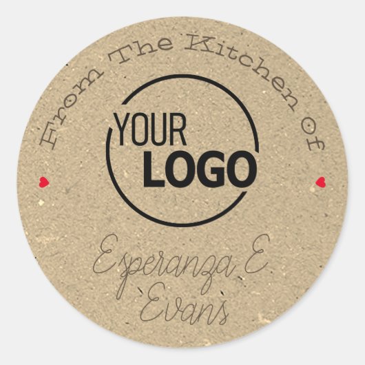 ライトクラフト紙ロゴ署名テンプレートハート ラウンドシール (正面)