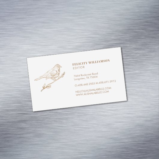 ライトクリエレガントーム&金ゴールド止め鳥 マグネット名刺 (インサイチュ)