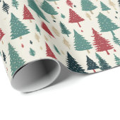 ライトクリスマスツリーズフォレストクリスマスパターンギフト ラッピングペーパー (ロールコーナー)