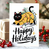 ライトクリスマス包まれたにハッピーホリデーズキャット シーズンカード