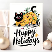 ライトクリスマス包まれたにハッピーホリデーズキャット シーズンカード