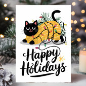 ライトクリスマス包まれたにハッピーホリデーズキャット シーズンカード